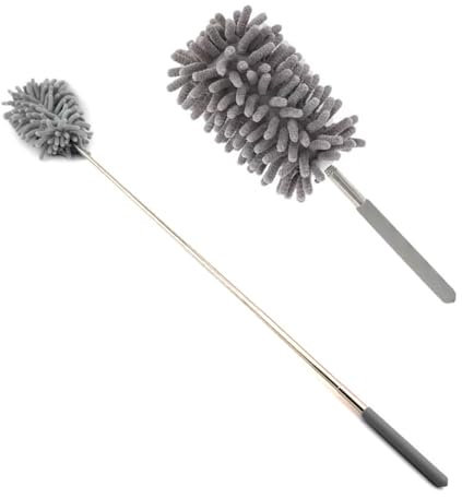BZKSER Plumeau Poussière - Plumeau Poussière Microfibre sans Peluche,Plumeau Télescopique,Plumeau Lavable Parfait pour Éliminer la Poussière chez Vous ou dans Votre Voiture,Le Nettoyage Domestique