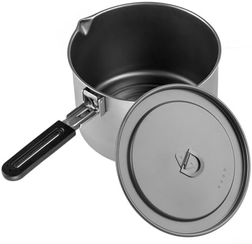 Sartén para camping, olla de titanio, utensilios de cocina de fuego abierto con mango plegable (olla de 2,8 L)
