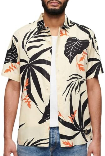 Superdry Hawaiian Shirt M4010353A Silhouette Off White Größe XL, Silhouette Off White, XL