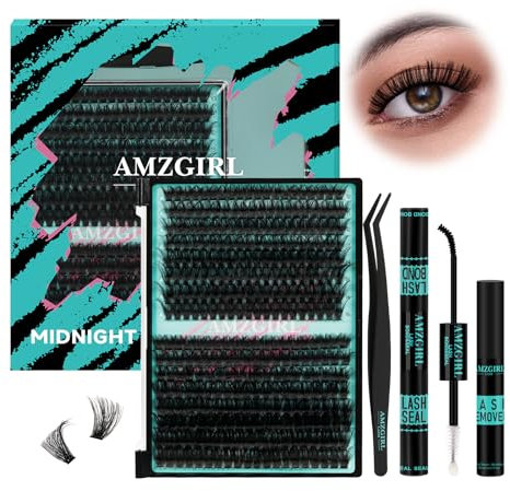 Kit d'extensions de cils 320 pièces, kit de cils individuels DIY, colle et scellant pour cils, dissolvant pour extensions de cils, outil d'application pour kit de cils (80100D, D-Mix 10-16mm Kit)