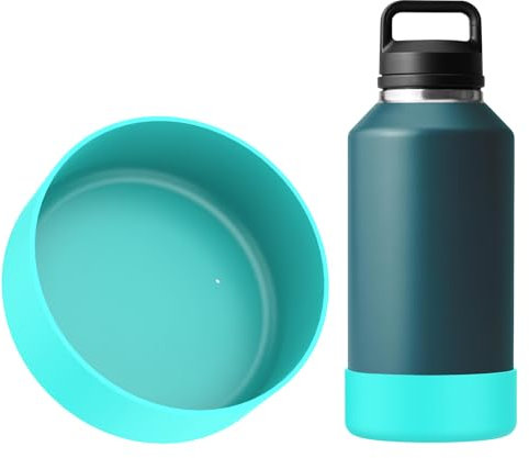 Linkidea Water Bottle Boot Compatible with YETI Rambler Bottle 64oz, Silicone Water Bottle Bottom Sleeve Cover Protector, Waterbottle Bumper (Mint)