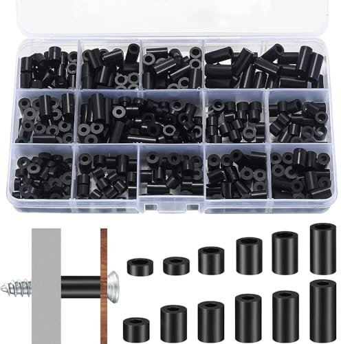 320 Stück Distanzhülsen, Distanzhülsen Kunststoff, Nylon Runde Abstandshalter, Kunststoff Distanzhülsen Ohne Gewinde Säulen für Schrauben M3 M4