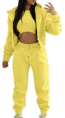 Duohropke Hausanzug Damen Jogginganzug Damen Tracksuit Langarm Rundhalsausschnitt Zweiteiler Outfit Jogger Trainingsanzug Set Bekleidungsset