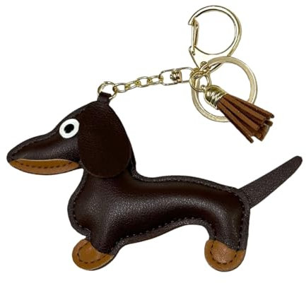 WeddHuis Porte-clés Teckel en Cuir,1 Pièce,Porte-clés avec Pendentif en Forme de Teckel Mignon,Dackel-Schlüsselanhänger en PU-Leder,Cartoon-Form,Idéal comme Cadeau et Décoration