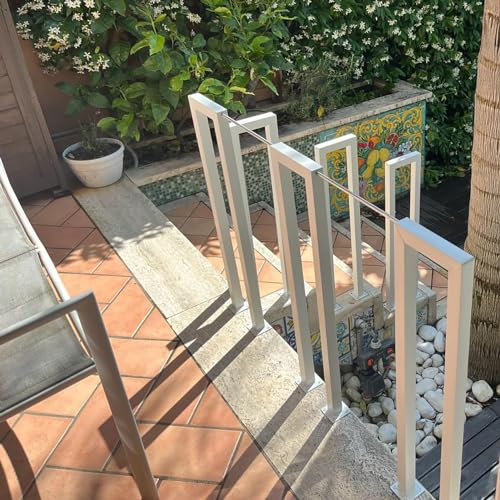 Garde Corps Escalier Interieur en Forme de U, Main Courante pour Escalier en U, Rambarde Intérieur, 35 à 110 cm, Rampe d'escalier en fer forgé (blanc a, 90 cm)