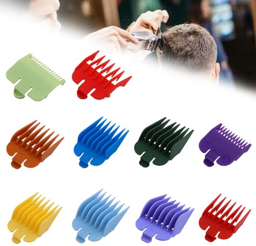 Pack of 10 Extension Combs for Clippers, Hair Clipper Attachments with Cleaning Brush, Trimmer Attachments Attachment Comb Set, Hair Cutting Machine Border Comb for Hairdresser Salon Tool