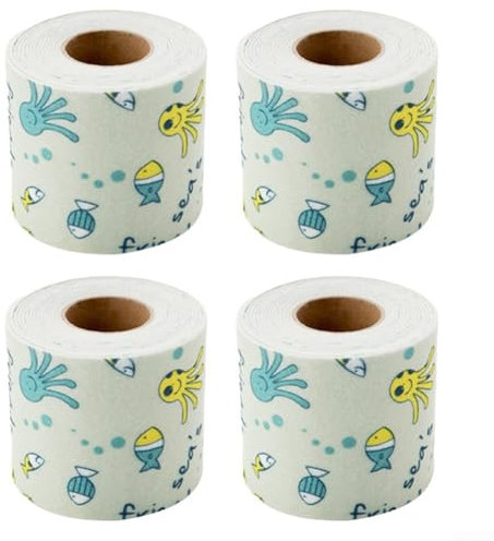 Entgoinggo Wasserabsorbierende Aufkleber, für Fenster, Anti-Kondensation, Wetterstreifen, 2,8 m Rolle, wasserabsorbierendes Klebeband, für Glasoberflächen, Badezimmer, Waschbecken (kleine Fische), 4