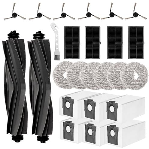 25 Stück Zubehör kompatibel mit Dreame L10s Ultra Gen 2/ L10s Pro Ultra Heat / X30 Ultra/MOVA E30 Ultra Saugroboter Ersatzteile Zubehörset Hauptbürste Staubbeutel Seitenbürsten Wischtücher Filter