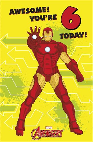 Marvel Iron Man 6th Birthday Greetings Card for Boys Unique Ironman Design for Young Boys/Girls Happy 6th Birthday Card for Brother/Nephew/Grandson/Son/Godson Cute Children/Kids Party Birthday Cards