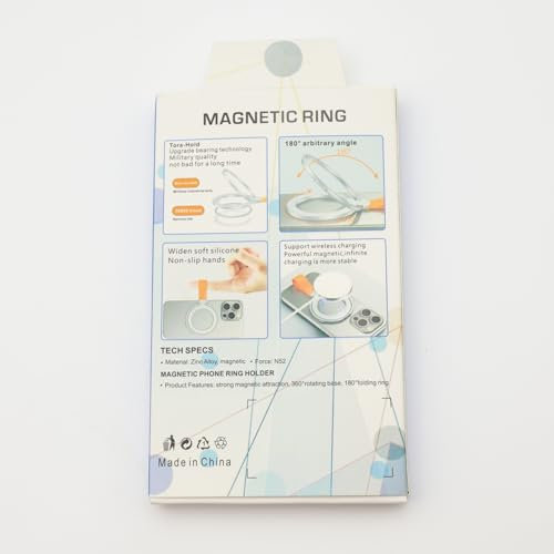 NooMii Magnetischer Handy-Ringhalter – 360° Drehbarer Ringhalter mit N12-Magneten, Ständer & Griff für iPhone, Samsung Serie, Hüllen & Nicht-Magnetische Handys (Titan Silver)