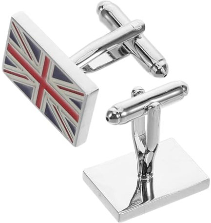 PACKOVE 1 Paar Union Jack-Manschettenknöpfe UK Flag Manschettenknöpfe Britische Flagge Cufflinks Türstangengriffe elastische Flaschenverschlüsse Manschettenknöpfe mit Hemdnieten Messing