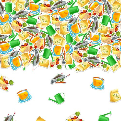 Gardening Tool Confetti 200Pcs Gardening Theme Confetti Gardening Party Decorations Seeds Watering Pot Table Scatters Horticulture Table Decorations for Birthday Baby Shower Retirement Party Supplies