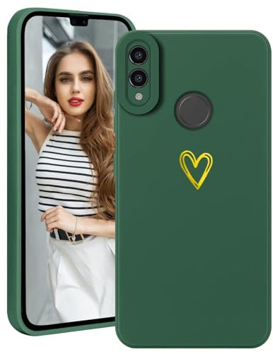 Demnkun Handyhülle für Huawei P20 Lite Hülle Silikon Original, Weich Slim Leicht TPU Huawei P20 Lite Schutzhülle Kameraschutz, Stoßfest Case mit Gold Herz Muster Grün