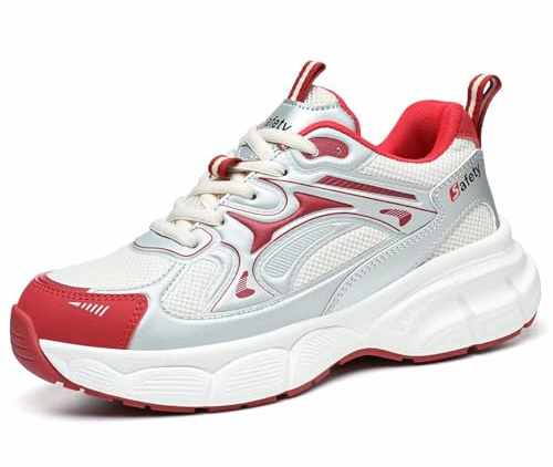 Annvia Safety Shoes for Women Lightweight Steel Toe Cap Trainers Men Safety Trainers Breathable Ladies Safety Boots Non Slip Work Shoes Size 35 White 8777