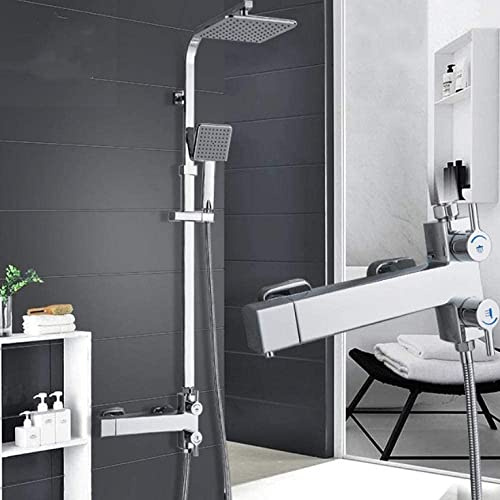 MYUYEE Rubinetto termostatico per Bagno Doccia a Pioggia cromata Miscelatore per Vasca da Bagno rubinetti per Doccia Set Doccia,
