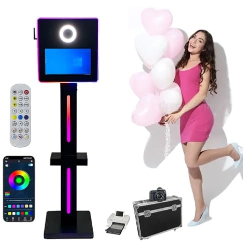 Spiegel-Fotokabine mit 15,6 Zoll Touchscreen, Mini-Drucker, Kamera & Druckpapier, APP/Fernbedienung für Werbung & Events