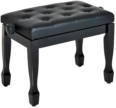 MOHUIED Klavierhocker Kunstleder Höhenverstellbarer Sitz Keyboardbank Schwarz Mehrzweckhocker for Klavier Keyboardhocker für Klavier
