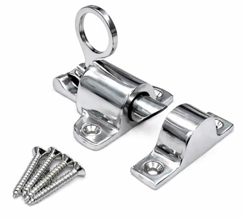 SISI UK Polished Chrome Fanlight Window Catch 65mm Pull Ring Security Latch Spring‑Loaded for Window, Skylight, Cabinet, Wardrobe Pack of 1