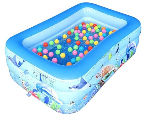 Lainiaoly Piscine Gonflable,Centre de Jeu rectangulaire Gonflable - Piscine pour | pour Le Jardin et l'extérieur été baignade fête Camping garçons et Filles de 1 à 4 Ans