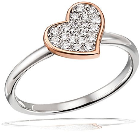 Goldmaid Damenring Jahrestag Paveeherz 925 Sterlingsilber rosévergoldet 20 Zirkonia