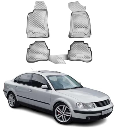 OMAC Gummimatten Fußmatten kompatibel mit VW Passat B5 1996-2005 TPE Automatten Grau 4X
