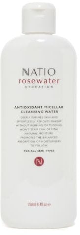 Natio Australia Rosewater Hydration Antioxidant Micellar Cleansing Water, 250 ml - Makeup Remover Face Cleanser - Facial Cleanser for All Skin Types