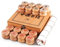 Gobus Beech Chinese Schachspiel Reise Spiel Set Xiangqi, Schach Größe: 4 cm Durchmesser (Holzkiste und Leder Schachbrett)