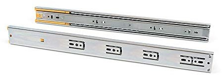 Emuca - Guías laterales para cajones con rodamiento de bolas 45mm x 600mm, pack de 5 juegos de guías de extracción total con cierre suave
