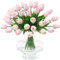 Tifuly 24 Stück Künstliche Tulpen, Realistische Latex-Tulpe mit Weichem PU-Stiel, Elegante Blumendekoration für Brautsträuße, Haus, Party, Büro, DIY Blumenarrangements (Rosa)
