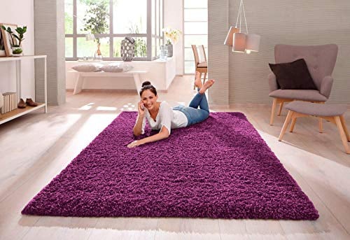 SHAGGY RUG Modern Rugs Living Room Extra Large Small Rectangular Size Soft Touch 30MM / 3cm Thick Pile Living Room Area Rugs Non Shedding (Purple, 80cm x 150cm (3ft x 5ft))