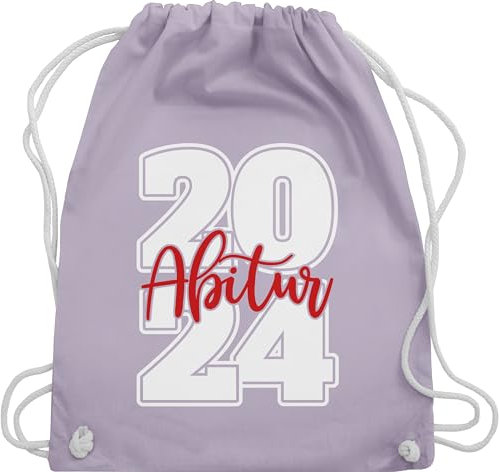 Turnbeutel Rucksack - Abi & Abschluss - Abitur 2025 Schriftzug - weiß/rot - Unisize - Pastell Lila - abigeschenk 2024 geschenk schulabschluss 2023 juterucksack bestandenes geschenke abiturgeschenke