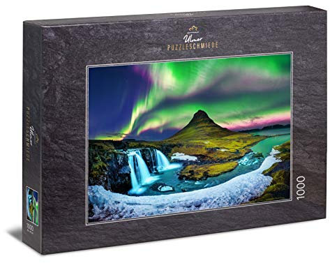 Ulmer Puzzleschmiede - Puzzle Kirkjufell - 1000 pieces jigsaw puzzle - Northern lights above the famous Kirkjufell mountain in Iceland