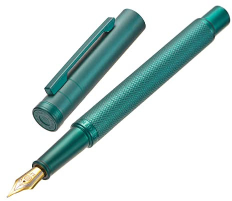 Hongdian Dark Green Forest Fountain Pen Extra Fine Nib Classic Design with Converter and Metal Pen Case Set