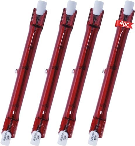 Poweka 500 Watt Ruby Compatible with Heatmaster R7 Halogen Heater Bulb for Garden Heater - Pack of 4