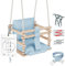 MAMOI® Babyschaukel, Schaukel Indoor und Outdoor, Holzschaukel für Baby und Kinder, Kinderschaukel, Schaukeln aus Holz, Kleinkinderschaukel für kinderzimmer und Aufhängehaken, 3 in 1