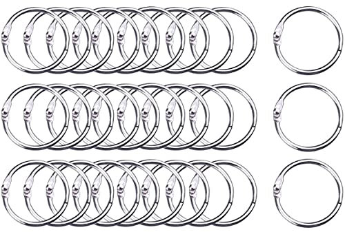 ULWSY Lose-Blatt-Binderinge, 30er-Pack 35mm Öffnung, vernickeltes Silber, Federbinder für Broschüren, Schlüsselanhänger, Kartendatei
