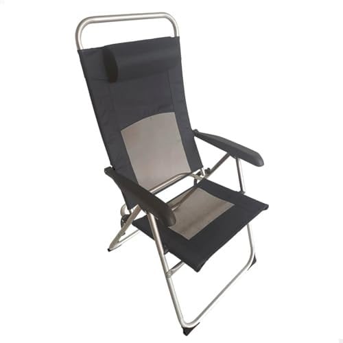 AKTIVE Silla Plegable Playa, Acampada, 46x44x49 cm, Azul, Asiento bajo, Sin Tubo Delantero, Soporta 110 kg, Asa Hombro de Transporte, Estructura Aluminio, Sillas Camping Plegables Ligeras (62678)