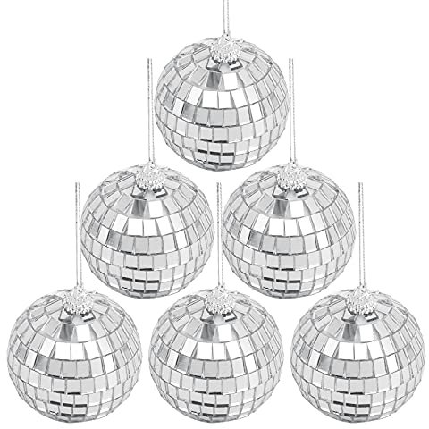 Seahelms Spiegel-Discokugeln, Silberne Party-Hängekugel für Hochzeit, Zuhause, Party, Szene, Geburtstag, Party, Dekoration, Lichteffekt, 6 Stück