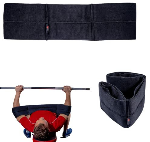 MuscleForge Bench Press Slingshot für Bankdrücktraining im Kraftdreikampf, Slingshot Bankdrücken für Kraftsport, Bodybuilding, Ellenbogenbandage für Bankdrücken im Weightlifting (Schwarz, 140+ kg)