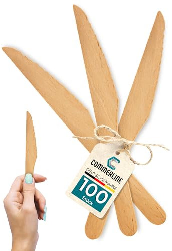 100 Stück Einweg Holzmesser Besteck | Holz Messer Einwegmesser Einwegbesteck | Holzbesteck Holzgeschirr Einweg Messer aus Holz (100)