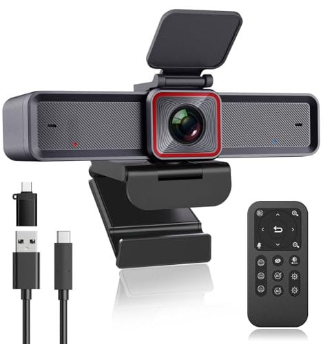 Cámara Web Angetube 4K Streaming con Seguimiento AI, HDR, micrófonos duales con cancelación de Ruido AI, Modos especializados USB3.0 Webcam Ideal para reuniones, conferencias, transmisión en Vivo