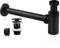 EXLECO Siphon de Lavabo avec Bonde de Lavabo, Universel Tube Siphon de Lavabo Siphon en Acier Inox 1 1/4 x 32mm Salle de Bain Siphon Évier Métal Siphon à Tube Siphon à Tube Syphon Lavabo Reglable Noir