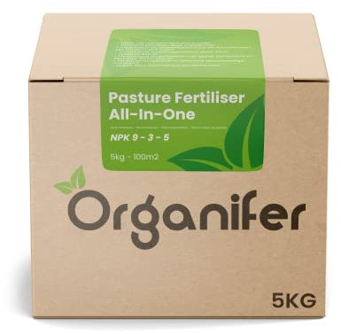 Engrais De Pâturage All-In-One (5 Kg - Pour 100 M2) Pour Pâturages Pour Chevaux Et Animaux De Loisir - Garantit Une Herbe Et Un Fourrage Grossier Savoureux Et De Haute Qualité - Organifer
