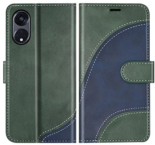 BoxTii Cover per Oppo Reno 8T 5G, Custodia in PU Pelle Portafoglio per Oppo Reno 8T 5G, Magnetica Cover a Libro con Slot per Schede, Verde