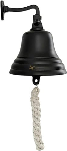 ACL Bar Home Pub Accesorios Timbre de Mano - Timbre de Barra montado en la Pared Decoraciones náuticas - Timbre Negro único con Sonidos Fuertes y nítidos Ideal para Navidad, Pub de 8 Pulgadas