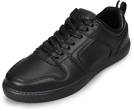 UOVO Mens Black Shoes Leather School Shoes Teenager Junior Lace Up Trainers Uniform Low-Top Sneakers Size 8UK 42EU
