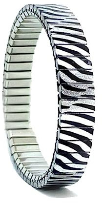 urband LONDON Edelstahlzugarmband ZEBRA Schwarz Silber Metallic - 10 mm Größe L
