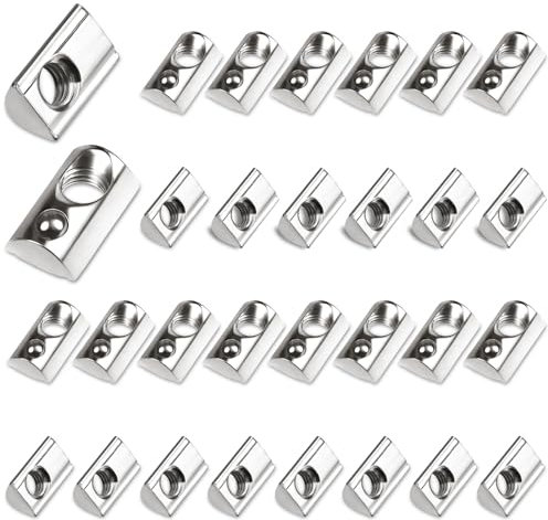 30 Stück Nutensteine M8 mit Zentrierung Kugel Nut 8 T Nutsteine Schrauben Set 40-Serie M8 Aluprofil 40x40 Kohlenstoffstahl Gleitmutter mit Federkugel für Alu C Profil 3D Drucker CNC, Europanorm