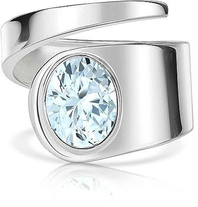 Materia Frauen Ring Silber 925 mit Edelstein blau oval SR-18-56