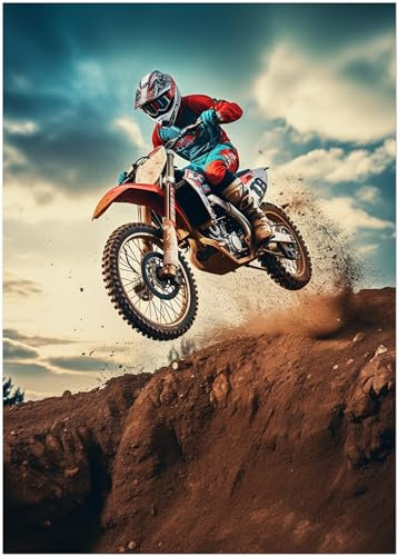 Generisch Motorrad Poster - Motocross Sprung - Wandbild Kunstdruck P395N (50x70 cm)